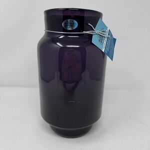 Blenko Genuine Tall Round Amethyst Glass Vase Handcrafted Stamped 2023 VC Tag